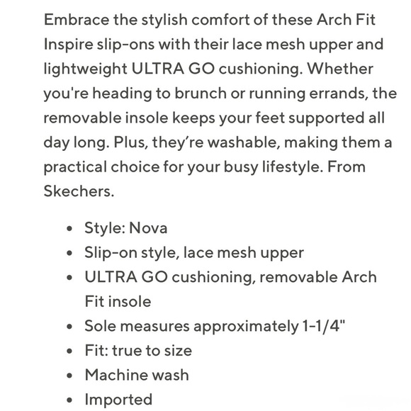 Women’s Skechers Arch Fit Inspire Washable Slip Ons Nova Lace Shoes Size 8.5 - Picture 16 of 16